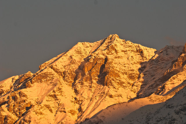 kalt aber wunderschön der Blick von meiner Terrasse auf den Solstein- Karwendel