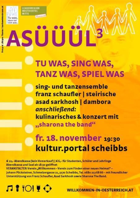 Tanzen für Integration: Im Scheibbser kultur.portal findet die Konzert-Veranstaltung "ASÜÜÜL 3" des Vereins "Willkommen" statt.
