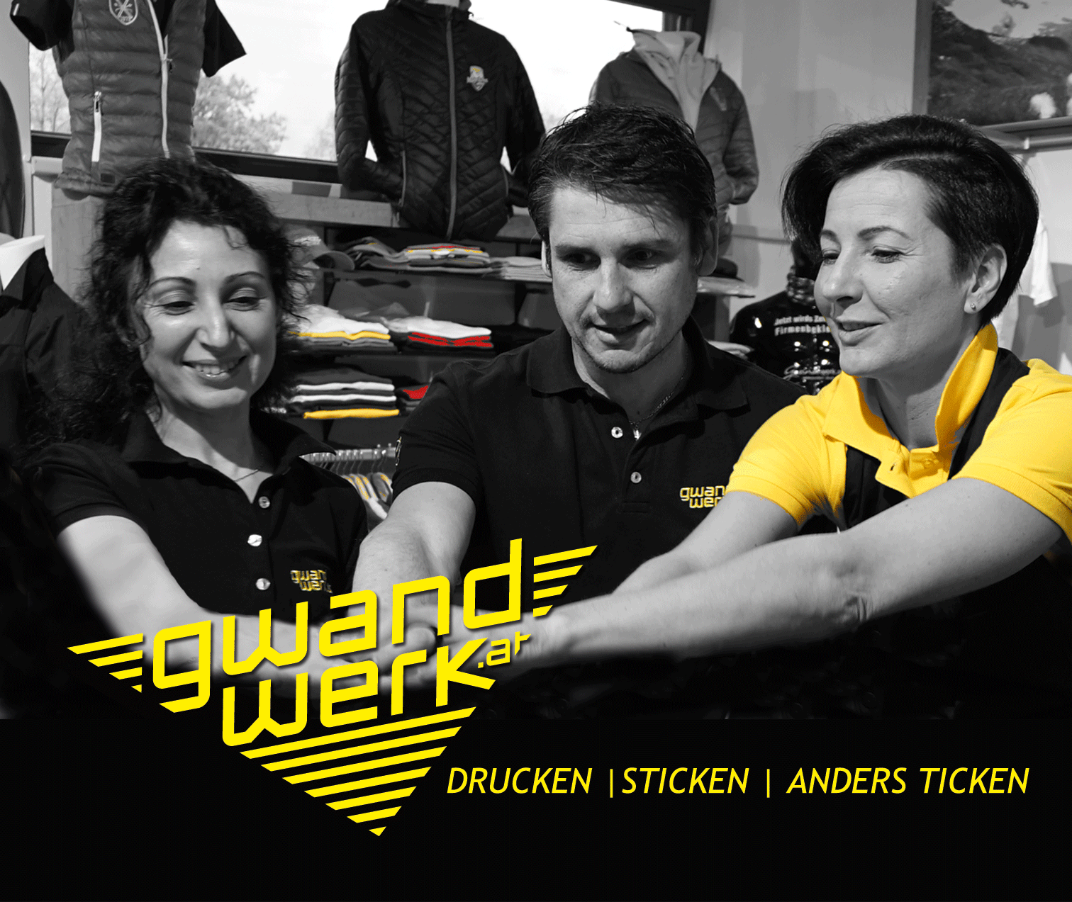 Vom edlen individuellen Design bis hin zum Logo für Ihr Lokal, Geschäft, Ihren Verein, Ausflug, Polterabend, uvm. Ob T-Shirt, Poloshirts, Sweater, Hemden, Jacken, Daunenjacken, Softshelljacken, Sweater, Funtionsstirnbänder, wir finden mit Ihnen die perfekte Lösung. Wir realisieren für Sie erstklassige Textilveredelung mit hochwertiger Farbbrillanz und Widerstandskraft. Mehr Infos unter: http://www.gwandwerk.at