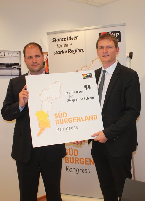 ÖVP-Klubobmann Christian Sagartz (links) und der Jennersdorfer ÖVP-Bezirksobmann Bernhard Hirczy pochen auf bessere Verkehrsverbindungen für das Südburgenland. | Foto: ÖVP