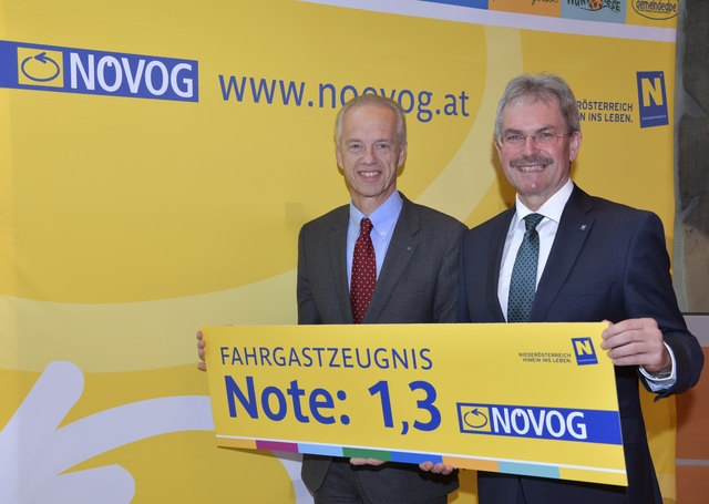 Verkehrslandesrat Karl Wilfing und NÖVOG Geschäftsführer Gerhard Stindl präsentieren die neuerliche Steigerung der Fahrgastzahlen der NÖVOG Bahnen. | Foto: NLK/Pfeiffer