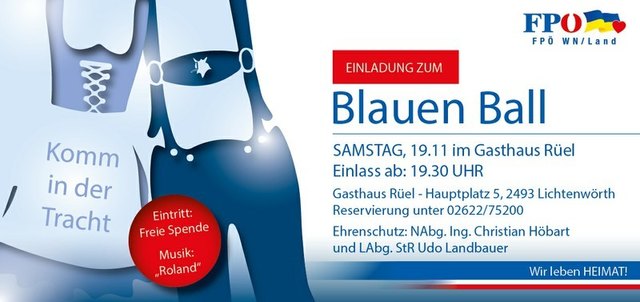 Einladung zum Blauen Ball der FPÖ Wiener Neustadt in Lichtenwörth!