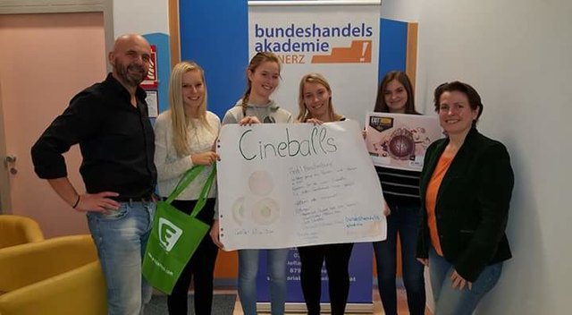 Siegerprojekt: „Cineballs“ der  Projektgruppe HAK Eisenerz mit Pia Marschnig, Karin Veitschegger, Michelle Krupitscheff, Katja Bauer | Foto: BHAK Eisenerz