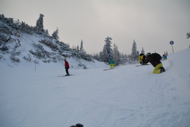 Mit einem Ski-Guide geht's die unberührte Piste hinab.