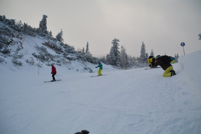 Mit einem Ski-Guide geht's die unberührte Piste hinab.