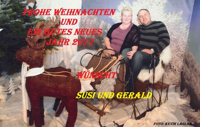 Allen Regionauten, Lesern meiner Beiträge, Freien Mitarbeiter und WOCHE Redakteure, Frohe Weihnachten und ein gutes neue Jahr 2017, das wünscht euch Susi und Gerald! | Foto: Kevin Lagler