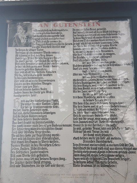 Gedicht Ferdinand Raimunds an Gutenstein 1.Mai 1827 auf der Höhe des Mariahilfbergs