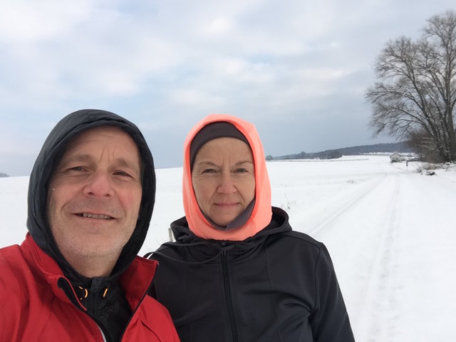 Vor dem Laufen noch schnell ein Selfie von Christa und Christian