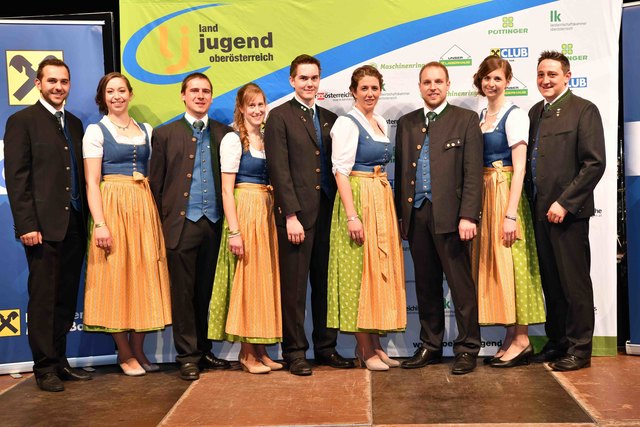 Johannes König-Felleitner, Stefanie Almhofer, Gerhard Holzinger, Franziska Lichtenberger, Daniel Aichinger-Biermair, Landesleiterin Eva-Maria Mayböck, Landesleiter David Greifeneder, Christina Ripota, Manuel Lanzerstorfer
