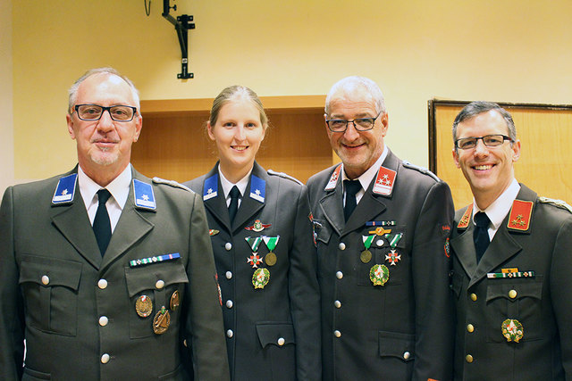 Leitung: Schriftführer Franz Maier, Kassierin Nadja Hermann, Kommandant-Stv. Luigi Pisano und Kommandant Peter Baptist (v.l.).