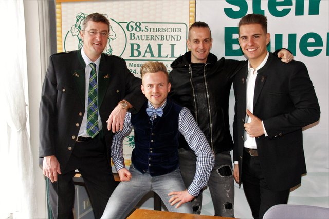 Das Programm steht: Franz Tonner, Willi Gabalier, Manfred Koch, Philipp Knefz (v. l.) stellten die Highlights des 68. Bauernbundballs vor. | Foto: Arthur