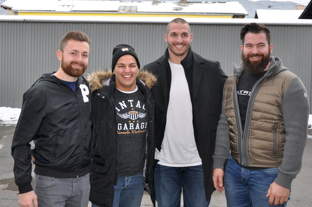 Patriots-Headcoach Nick Kleinhansl, Sakir Cosar, Björn Werner, David Mariani (v.l.)