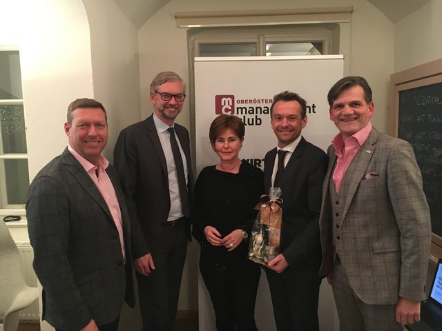 Geschäftsführer Wolfgang Greil, Landesrat Michael Strugl, Vizepräsidentin Ulrike Reischl-Kaun, Markus Raml und Hermann Diller.