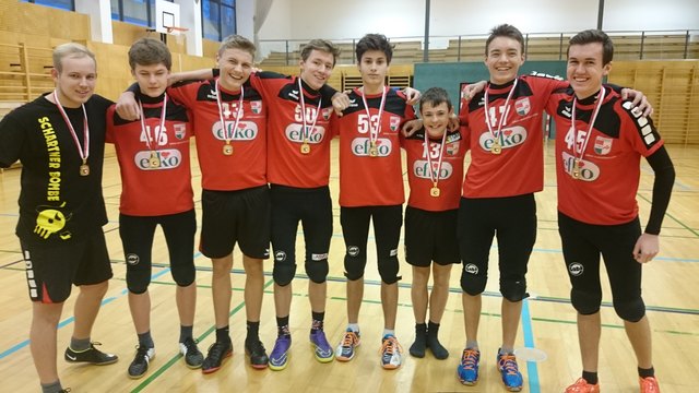 Die U18 vertritt Salzburg Salzburg bei den österreichischen Meisterschaften. Im Bild von links: Samuel Meyer, Florian Ragger, Daniel Schölsner, Tobias Meilinger, Stefan Resch, Jan Huthmann, Florian Fuchs und Lukas Schaidreiter. | Foto: ASKÖ Seekirchen