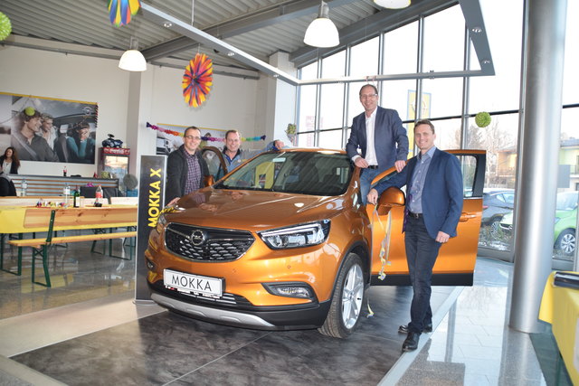 Franz Winter (GF Opel Brandtner), Erich Pawel, Adolf Bartke (GF Opel Brandtner) und Markus Oppel.