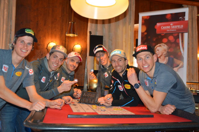 Die ÖSV-Athleten (v.li.): Paul Gerstgraser, Philipp Orter, Trainer Christoph Eugen, Franz-Josef Rehrl, Willi Denifl und David Pommer.