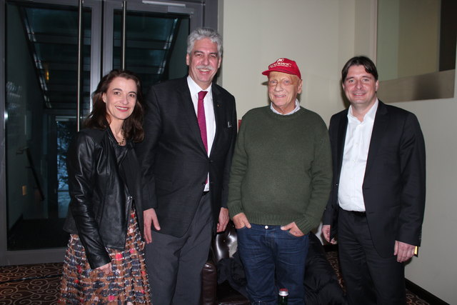 Bettina Huber, Hans Jörg Schelling, Niki Lauda und Peter Seiwald (v. li.) | Foto: WB Kitzbühel