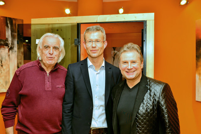 Humorist Dieter „Dietlinde“ Schwanter, Physiotherm GF Edwin Lautner und Gottfried Würcher