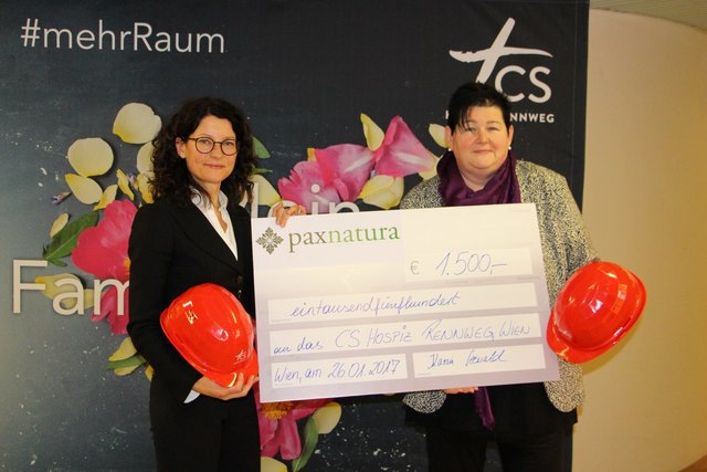 Karin Seewald (Geschäftsführerin paxnatura), Andrea Schwarz (Bereichsleitung CS Hospiz Rennweg) | Foto: paxnatura