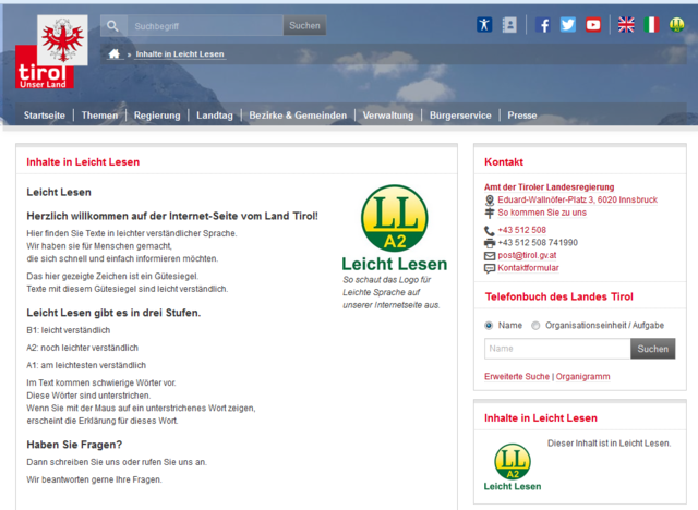 Veranschaulichung und Inhalte von LeichtLesen. | Foto: Land Tirol