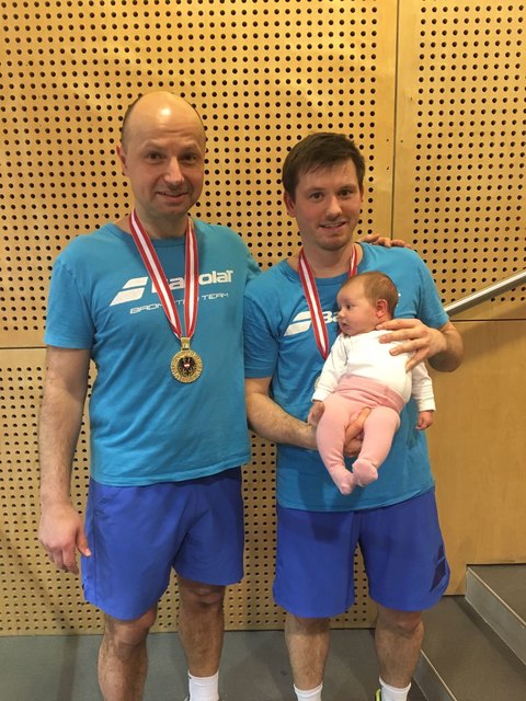 Peter Zauner (r.) mit Doppelpartner Jürgen Koch und Tochter Valentina. | Foto: Zauner