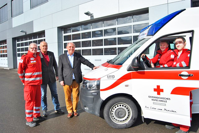 Jederzeit Einsatzbereit: Gerhard Gmeinbauer, Erwin Schume, Siegfried Schrittwieser und die Zivis Niklas Kramer und Christoph Holzer.