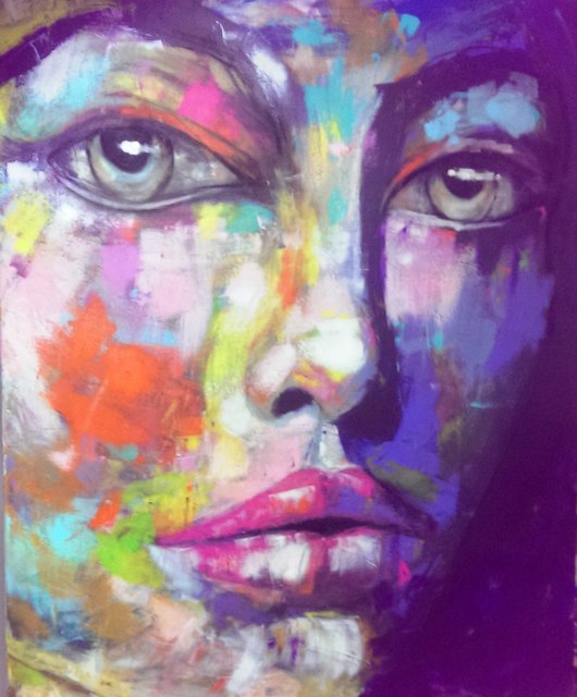 Bilder der Künstlerin 120x150 Acryl auf Leinenleinwand gespachtelt