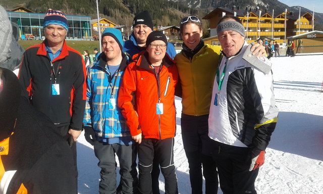 Training Ramsau: Franz Schürz, Sebastian Duft, Trainer Mario Andessner, Mario Hahn, Felix Gottwald und Gerhard Berrer. | Foto: Privat