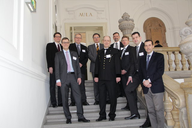 Ao.Univ.-Prof. Jörg Thuswaldner (Montanuniversität), Dr. Martin Leitner (Aalto University Helsinki), Univ.-Prof. Dr. Reinhart Kögerler (Präsident der Christian Doppler Gesellschaft), Rektor Wilfried Eichlseder, Laborleiter Assoz.Prof. Dr. Michael Stoschka, Dr. Thomas Moshammer (Siemens AG Österreich), Dr. Jürgen Fröschl (BMW Group), Dr. Christian Oberschelp (Nemak Dillingen GmbH), Assoc.Prof. Dr. Giovanni Meneghetti (TU Padova) | Foto: MUL