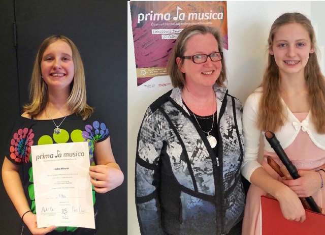 Annika David-Kaufmann und Julia Maurer mit ihrer Lehrerin Petra Renner. | Foto: privat