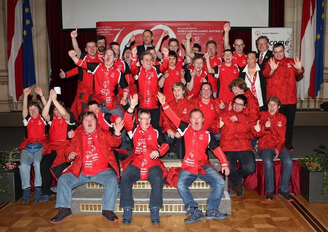 Die Wiener Delegation für die Special Olympics Winter Games 2017 wurde im Rathaus verabschiedet. | Foto: GEPA Pictures Special Olympics