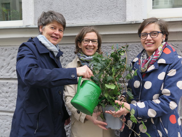 Für mehr Grün im Bezirk: Bezirkschefin Silvia Nossek sowie Sabine Gehmayr und Amila Sirbegovic von der Gebietsbetreuung (v.l.). | Foto: GB