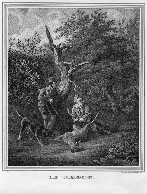 Die Wilddiebe“, Lithografie von ca. 1830
Louis Kramp 1804 - 1871