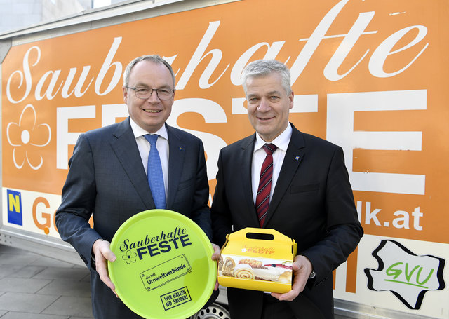Gegen Lebensmittelverschwendung: Stephan Pernkopf, Umwelt-Landesrat und Umweltverbandsobmann Anton Kasser. | Foto: NLK Filzwieser