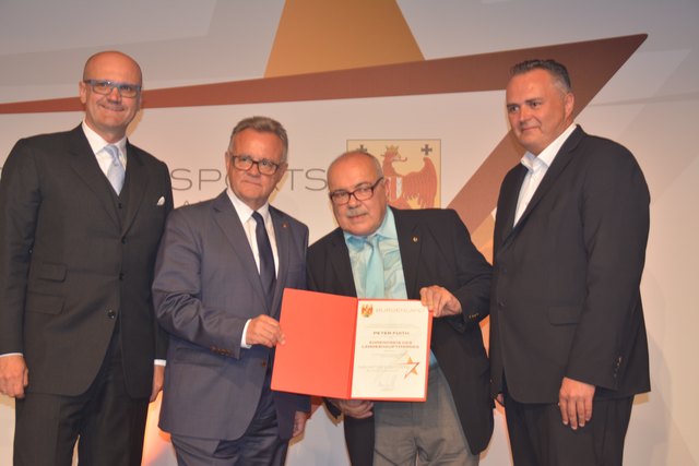 Ehrenpreis des Landeshauptmanns: Werner Herics, Hans Niessl, Peter Fuith, Hans Peter Doskozil