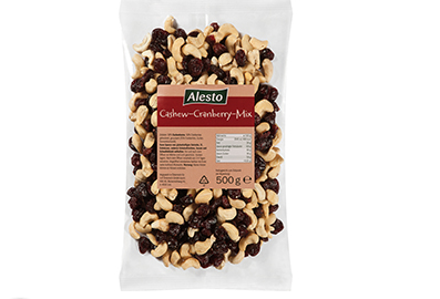 Vom Rückruf ist das Produkt "Cashew-Cranberry-Mix, 500g" mit dem Mindesthaltbarkeitsdatum 03.2018 betroffen.