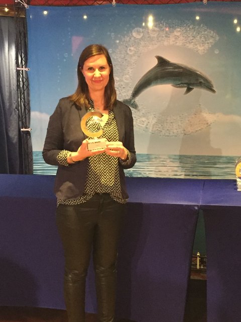 Angelika Binder von kreuzfahrtprofi.at nahm den Preis "Protagonisti del Mare" entgegen. | Foto: Sagmeister