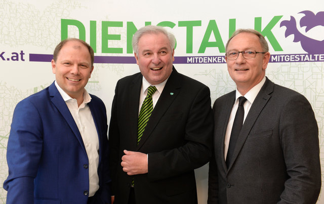 DiensTalk-Mitinitiator, Theaterholding-Geschäftsführer Bernhard Rinner, Landeshauptmann Hermann Schützenhöfer, Landesparteigeschäftsführer Detlev Eisel-Eiselsberg