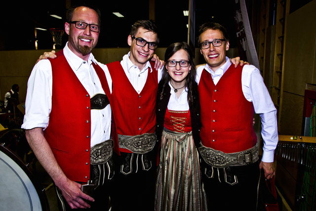 Die Schlagzeuger der TMK Piesendorf: v.l.n.r.: Alexander Hofer, Peter Eisner, Eva Sonnberger, Peter Hartl