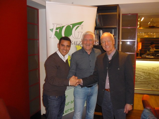 Abg. El Habbassi mit Dr. Georg Mayer und FCG Landesvorsitzender Hans Siller (v.l.)