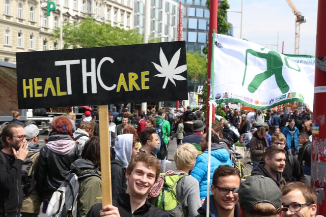 Auf der Mariahilfer Straße im Jahr 2016: Laut Polizei waren rund 2.000 Cannabis-Befürworter unterwegs. | Foto: David Rosse