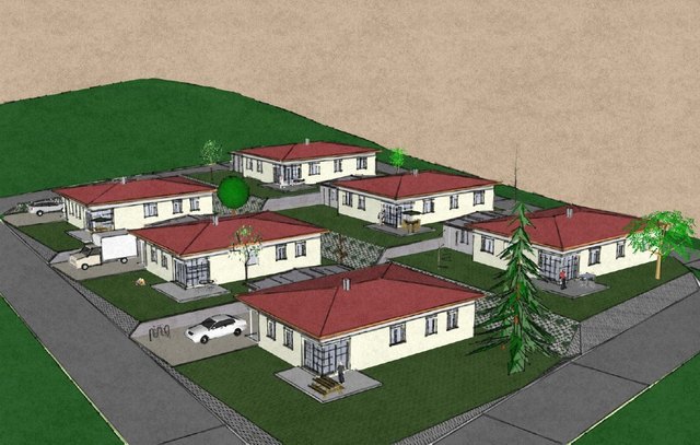 Die geplanten Einfamilienhäuser mit 115 Quadratmetern Wohnfläche sollen zusätzlich über Doppelcarport, Geräteraum und Terrasse verfügen.