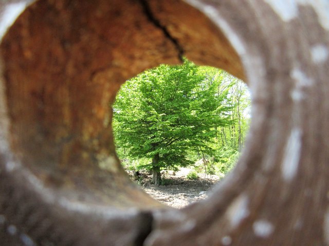 Durchblick, den ein Loch am Tor ermöglichte