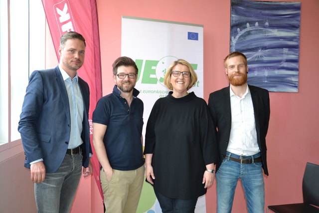 NR Hable (NEOS), Karl Piaty (HAK Steyr), NR Lichtenecker (Grüne) und Josef Ladenof (JEF) (v. li.).