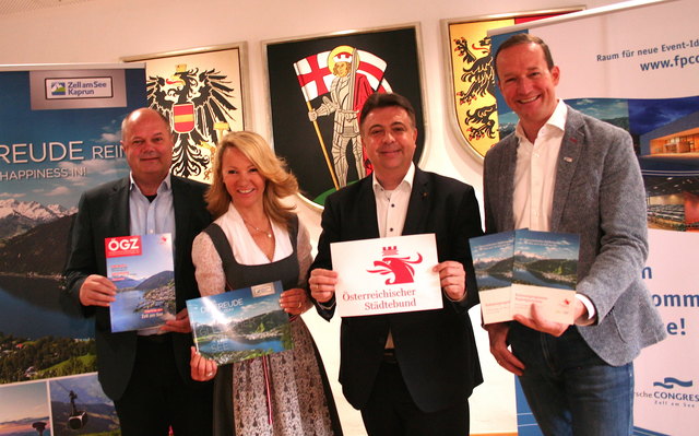 Voller Vorfreude: Stadtamtsleiter Josef Jakober, TVB-GF Renate Ecker, Bgm. Peter Padourek und TVB-Obmann Georg Segl.