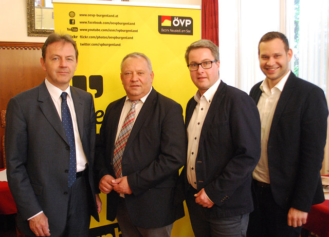 NR BM a.D. DI Niki Berlakovich, LAbg. Ing Rudolf Strommer, LAbg. Bgm Markus Ulram und Thomas Ranits