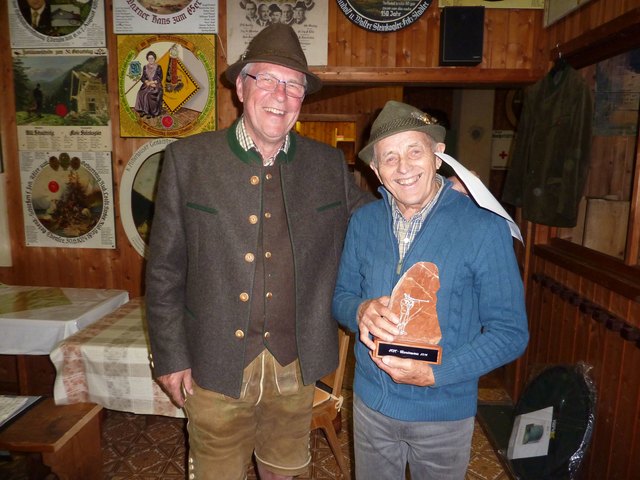 Der Gewinner des Wanderpreises war Gottfried Steininger (re.) hier mit Oberschützenmeister Günter Kaube. | Foto: Privat