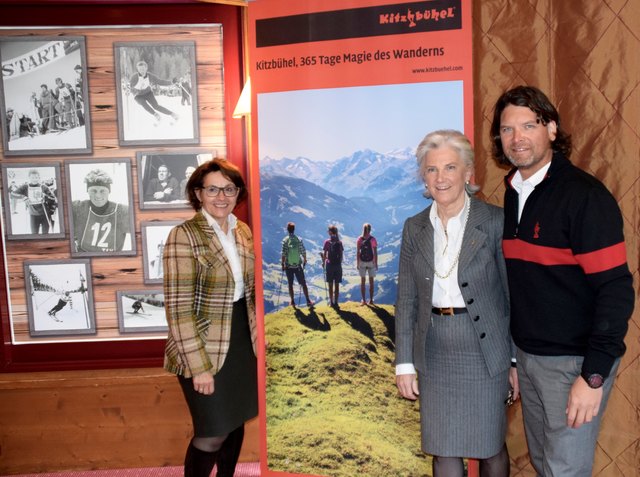 B. Schlögl, S. Reisch und M. Hofer von Kitzbühel Tourismus bei der Präsentation von Winter-Bilanz und Sommer-Ausblick.