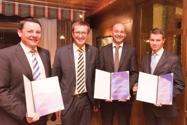 Roland Daxl, Rotary-Club-Grieskirchen-Präsident Markus Achleitner, Christian Höckner und Andreas Hochmeir (v. l.)