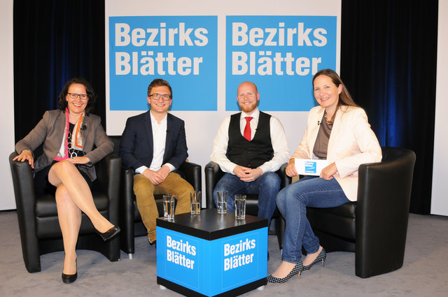 ÖVP-Klubobfrau Daniela Gutschi, stellv. AHS-Landesschulsprecher Max Aichinger, AHS-Lehrer und Lernmax-Geschäftsführer Julian Ronacher und Chefredakteurin Stefanie Schenker